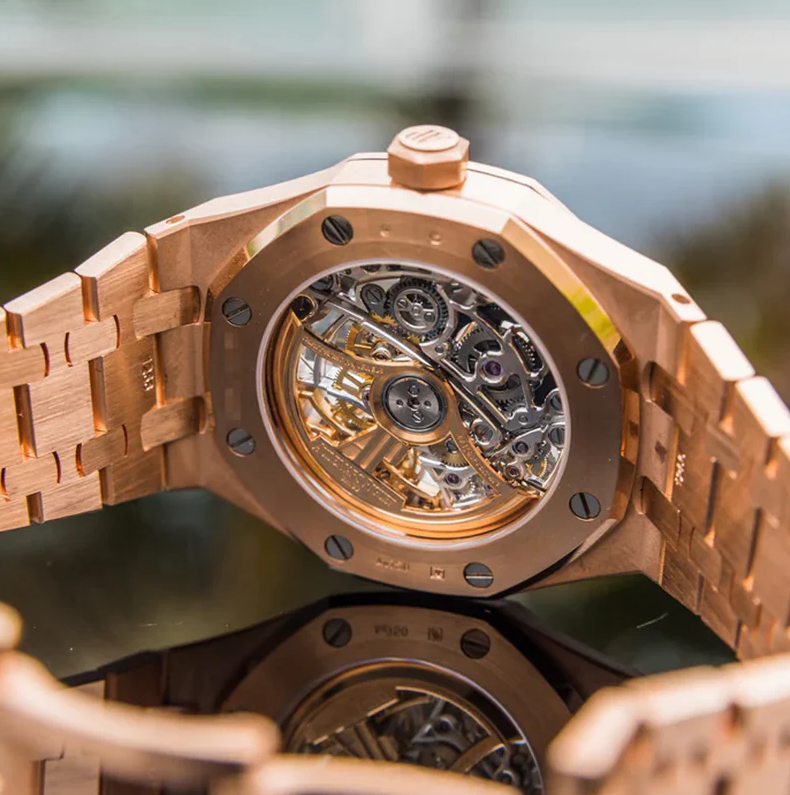 Exquisite Rose Gold Skeleton Mechanical Watch - Visible Engraved Movement Timepiece