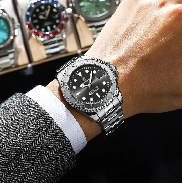 Neptune Platinum Bezel Automatic Luxury Diver Watch for Professional Seafarers