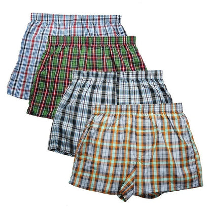 ClassicGrid™ – Pack de 4 Boxers de Algodón 100% (Oversize)