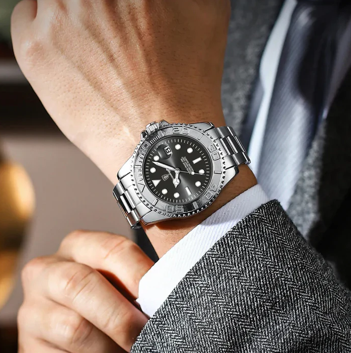 Neptune Platinum Bezel Automatic Luxury Diver Watch for Professional Seafarers