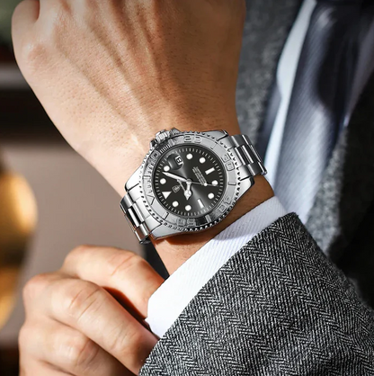 Neptune Platinum Bezel Automatic Luxury Diver Watch for Professional Seafarers